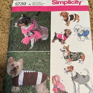 Brand, New, Simplicity Dog Coat Pattern -  Uncut & Factory Folded